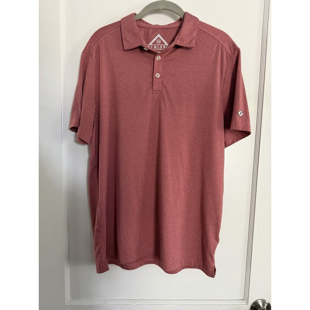Burlebo Performance Polo Shirt Men's M Heather Red Short Sleeve Golf Casual